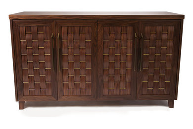 Woven Walnut Multifunction Cabinet Designed by William Peacock