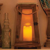 Smart Solar Natural Wood Lantern With Stainless Steel Top, 15"