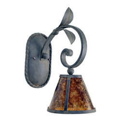 SC-148 Custom Hand Made Iron Sconce w/ Mica Shade - Wall Sconces