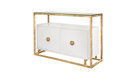 Worlds Away Juno Floating Cabinet Console, White Lacquer And Gold Leaf