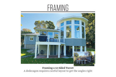 Example of a beach style home design design in Boston