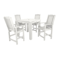 Highwood USA - Lehigh 5-Piece Square Counter-Height Dining Set, White - Outdoor Dining Sets