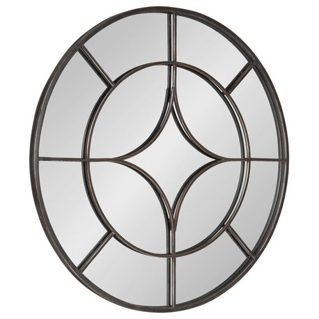 Angelis Overlaid Round Wall Mirror, Black 30"