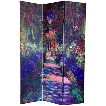 6' Double Sided Works of Monet Canvas Room Divider, Lilies/Garden at Giverny