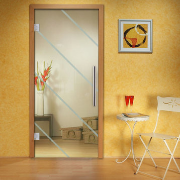 Elegant Interior Frameless Glass Swing Door, Non-Private, 30"x80" Inches, Opening Direction: Right