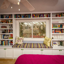 window seat and shelves