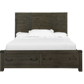 Magnussen Abington Panel Storage Bed in Weathered Charcoal, King