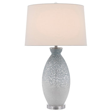 Currey and Company 6000-0467 Table Lamp, Pale Blue/White Finish