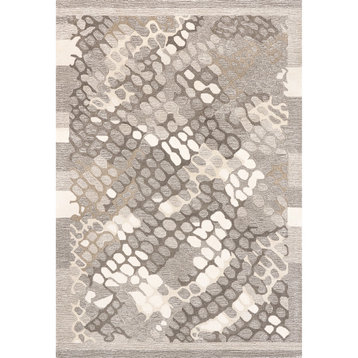 nuLOOM Jae Transitional Pebbles Wool Area Rug, Ivory 5' x 8'