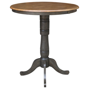 36" Round Top Pedestal Table, Hickory/Washed Coal