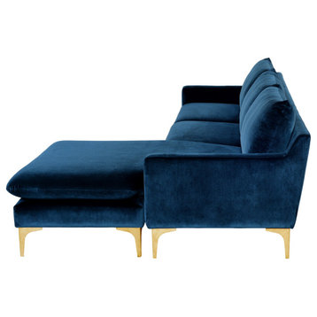 Anders Midnight Blue Fabric Sectional Sofa, HGSC485
