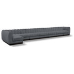 Meridian Furniture - Quinn Chenille Upholstered 8-Piece L-Shaped Modular Sectional, Grey - The Quinn Modular Sectional is a stunning piece crafted in a rich and luxurious grey chenille fabric. Its awe-inspiring design and exceptional quality make it a perfect addition to any space, whether it's a living room, bedroom, or office. The sectional's plush cushioning and sturdy frame provide both comfort and durability, ensuring that it will be a favorite for years to come. Whether you're looking for a statement piece or simply a comfortable seating option, the Quinn sectional is an excellent choice.