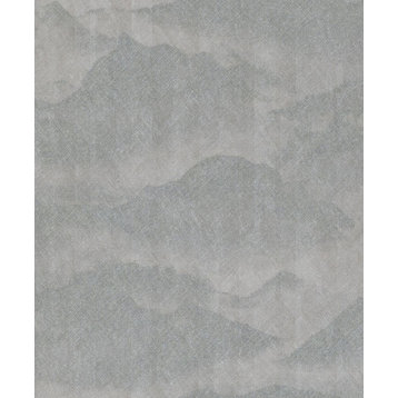 Serene Mountains Wallpaper, Grey, Double Roll