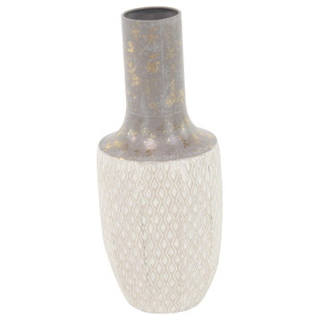 Traditional Lattice-Patterned Iron Bud Vase, 20"