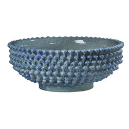 Inviting Home Inc. - Pine Cone Motif Hand-Painted Ceramic Bowl - Decorative Bowls