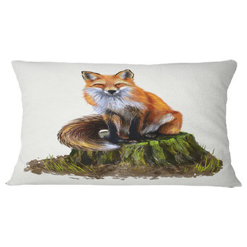 The Clever Fox Illustration Animal Throw Pillow, 12"x20"