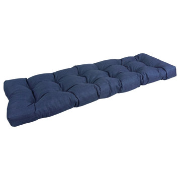 55"x19" Tufted Solid Outdoor Spun Polyester Loveseat Cushion Blue