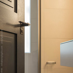 Joseph Giles Lever handles dark bronze and leather wrap - Door Handles