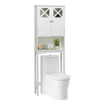 Gymax 2-Door Over The Toilet Bathroom Space Saver Storage Cabinet W/ Adjustable
