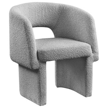 Emmet Boucle Fabric Dining Chair / Accent Chair, Grey, Boucle Fabric