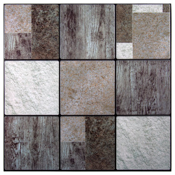 Mixed Wood Peel and Stick Peel & Stick Wall Tiles, 10"x10", Beige, 6 Pieces