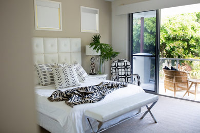 This is an example of a contemporary bedroom in Gold Coast - Tweed.