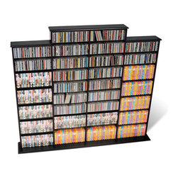Prepac Quad Width CD DVD Media Storage Wall Unit in Black - Media Racks And Towers