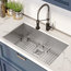 28 1/2" Undermount Stainless Steel Kitchen Sink, Pull-Down Faucet SSMB Dispenser