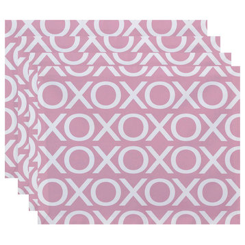 18"x14" Valentine Print Placemat, Pale Pink, Set of 4