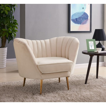 Margo Velvet Upholstered Set, Cream, Chair