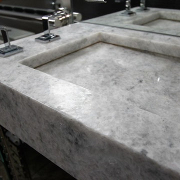 White Princess Quartzite Miter Vanity