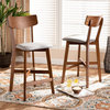 Baxton Studio Grey Upholstered and Brown Finished Wood 2-Piece Counter Stool Set