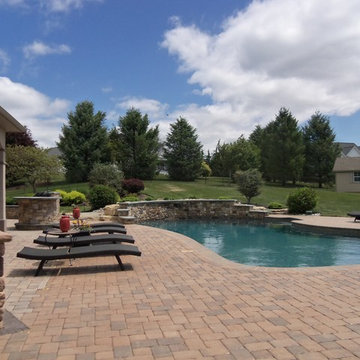 Natural Stone Masonry Seat Walls and Grill Island