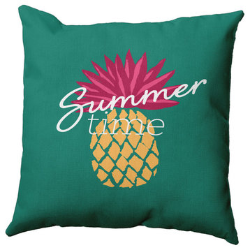 Summer Time Pineapple Polyester Indoor Pillow, Kelly Green, 20"x20"
