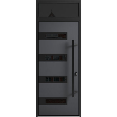 Exterior Prehung Steel Door Ronex 0131 Grey Top Exterior Window Left hand