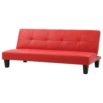 Glory Furniture Alan Faux Leather Sleeper Sofa in Red