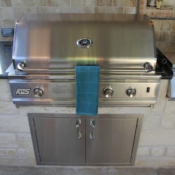 Outdoor Kitchen, Fire Feature, and Stamp Overlay in Humble