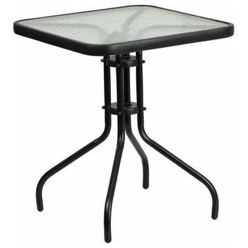 23.5" Square Tempered Glass Metal Table