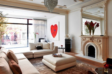 Trendy living room photo in New York