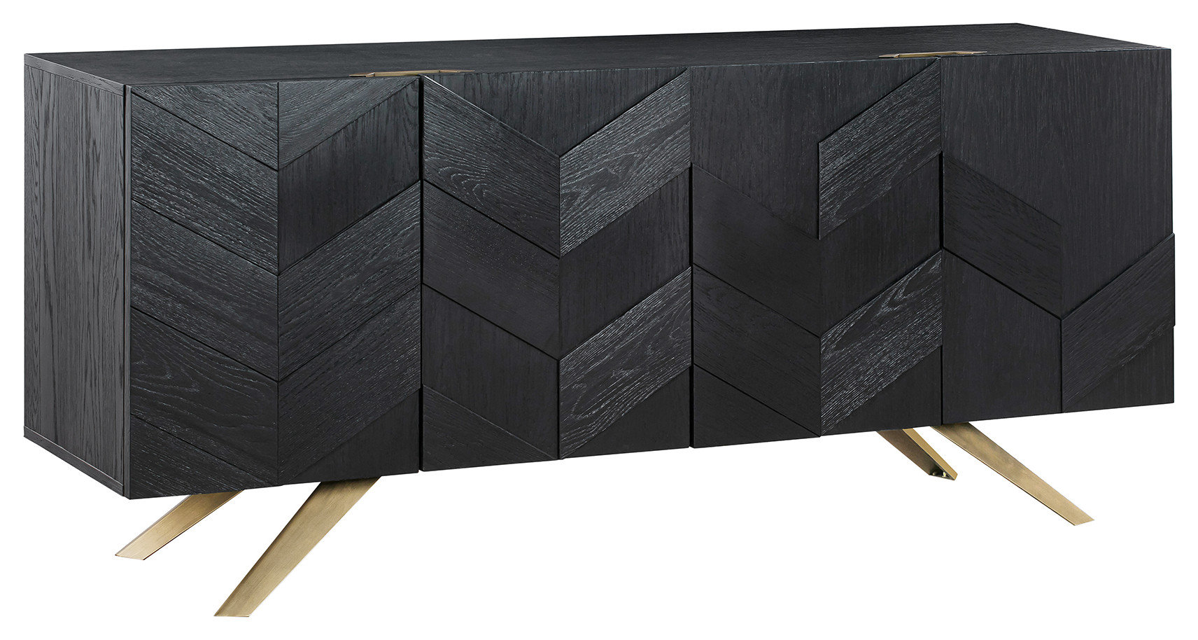 Lombard 4 Door Sideboard Buffet, Black Brushed Wood - Contemporary ...