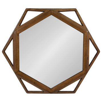 Cortland Wood Framed Mirror, Brown 27 Diameter