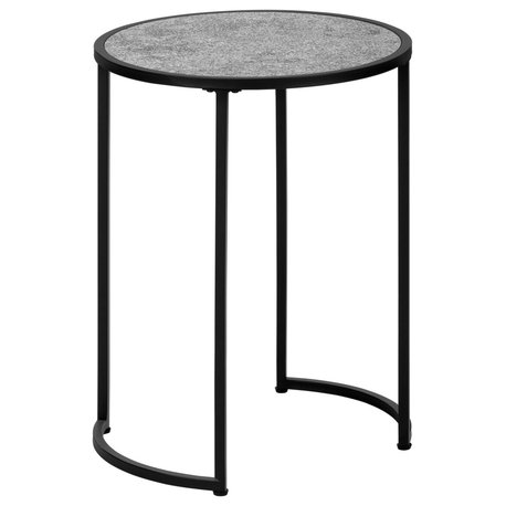 Accent Table, Side, Round, End, Nightstand, Lamp, Bedroom, Metal, Gray