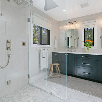 Transitional Master Bathroom Remodel with Seamless Walk-In Shower