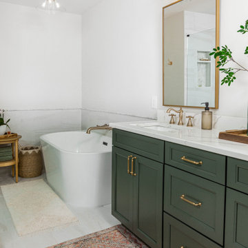 Sage Green Cabinet Master Bathroom Remodel