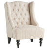 Classic Accent Chair, Oversized Padded Seat With Button Tufted Wingback, Beige