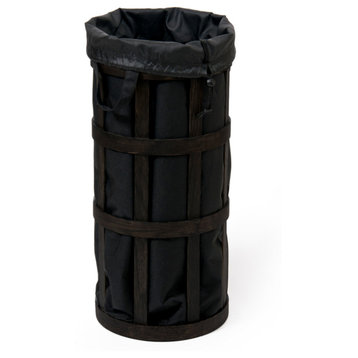 Oak Laundry Basket with Black Bag Insert | Wireworks Cage, Dark Oak
