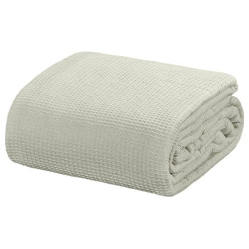 Crover Collection All Season Thermal Waffle Cotton Blanket, Grey, Queen