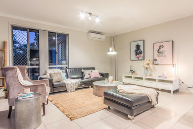 Mid-sized contemporary home design in Brisbane.