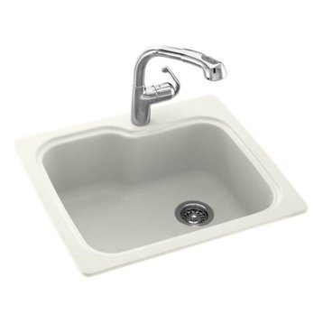 Swan 25x22x9 Solid Surface Kitchen Sink, 1-Hole, Bisque
