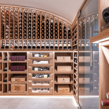 Solid Oak arched wine cellar
